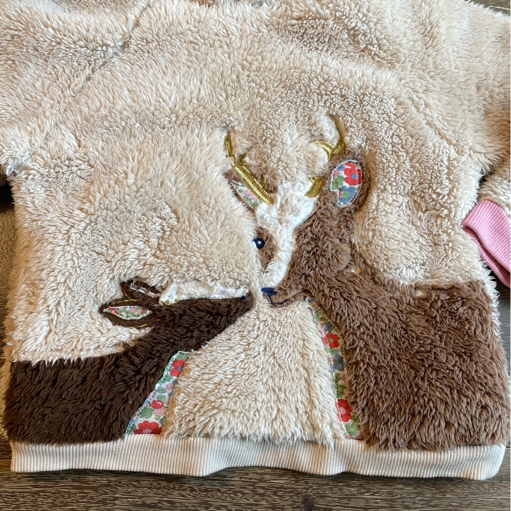 SOLD Mini Boden | Fuzzy Hoodie Dear Appliqué Sweater | 110cm 4-5 years - Picture 3 of 8